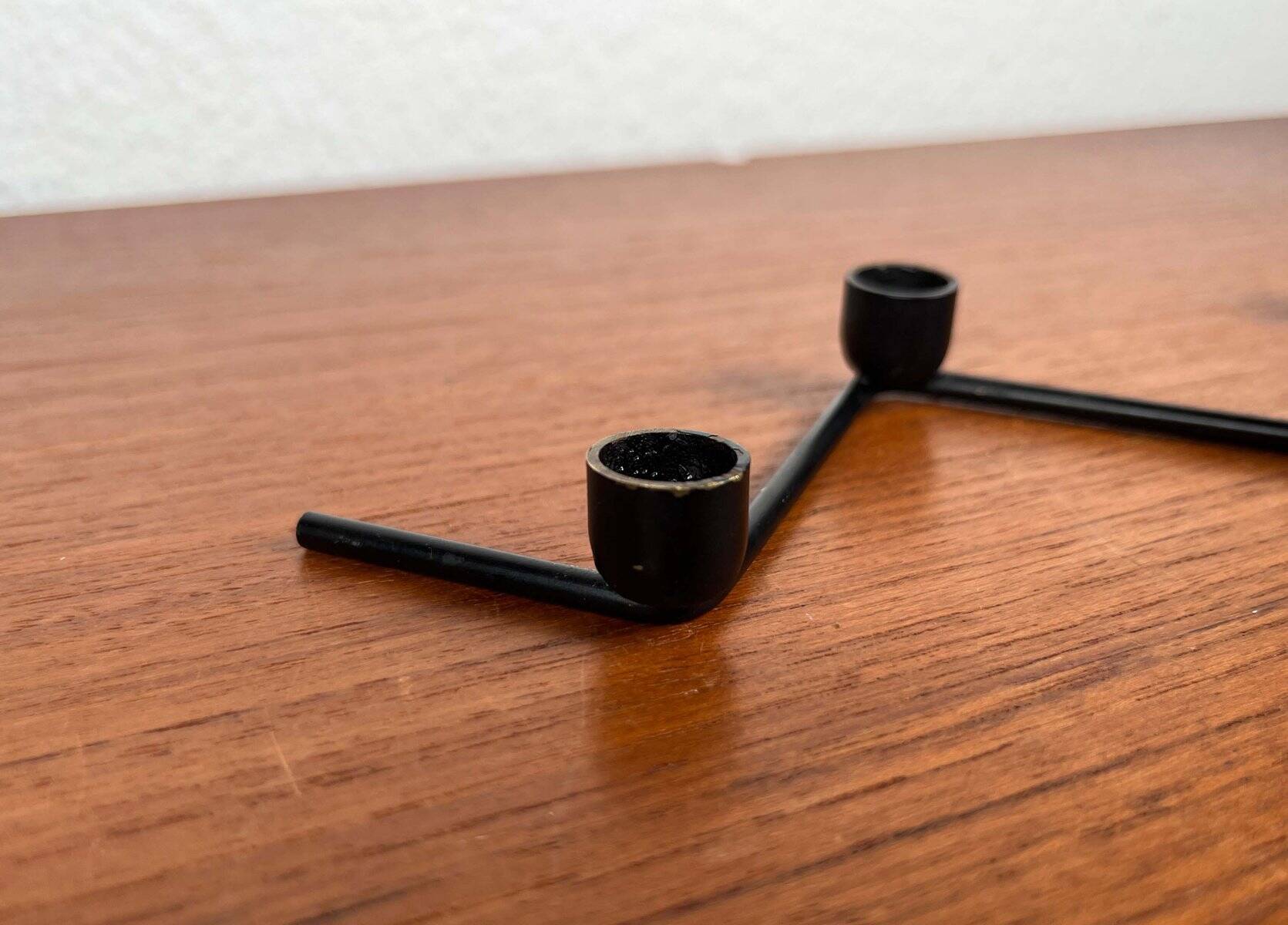 Mid-century Danish minimalist metal candlestick from the 1960s.