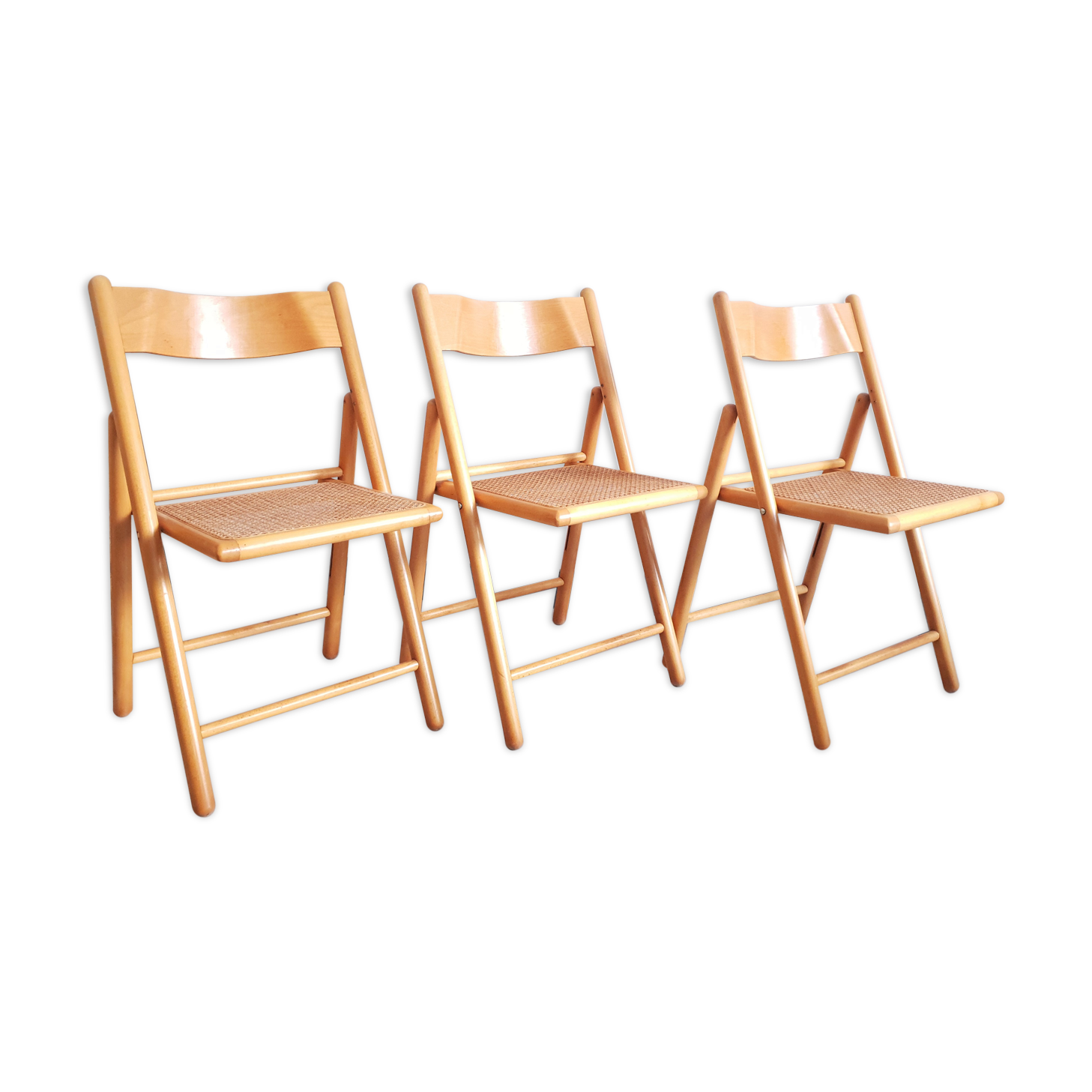 Trio of cannate chairs