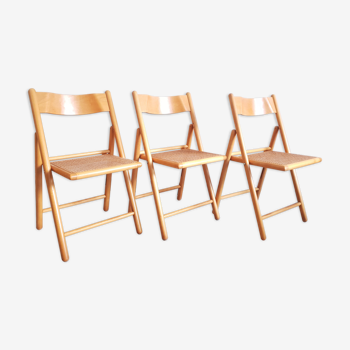 Trio de chaises cannées