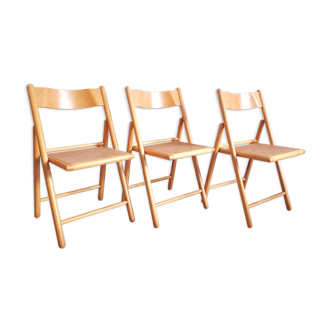 Trio de chaises cannées