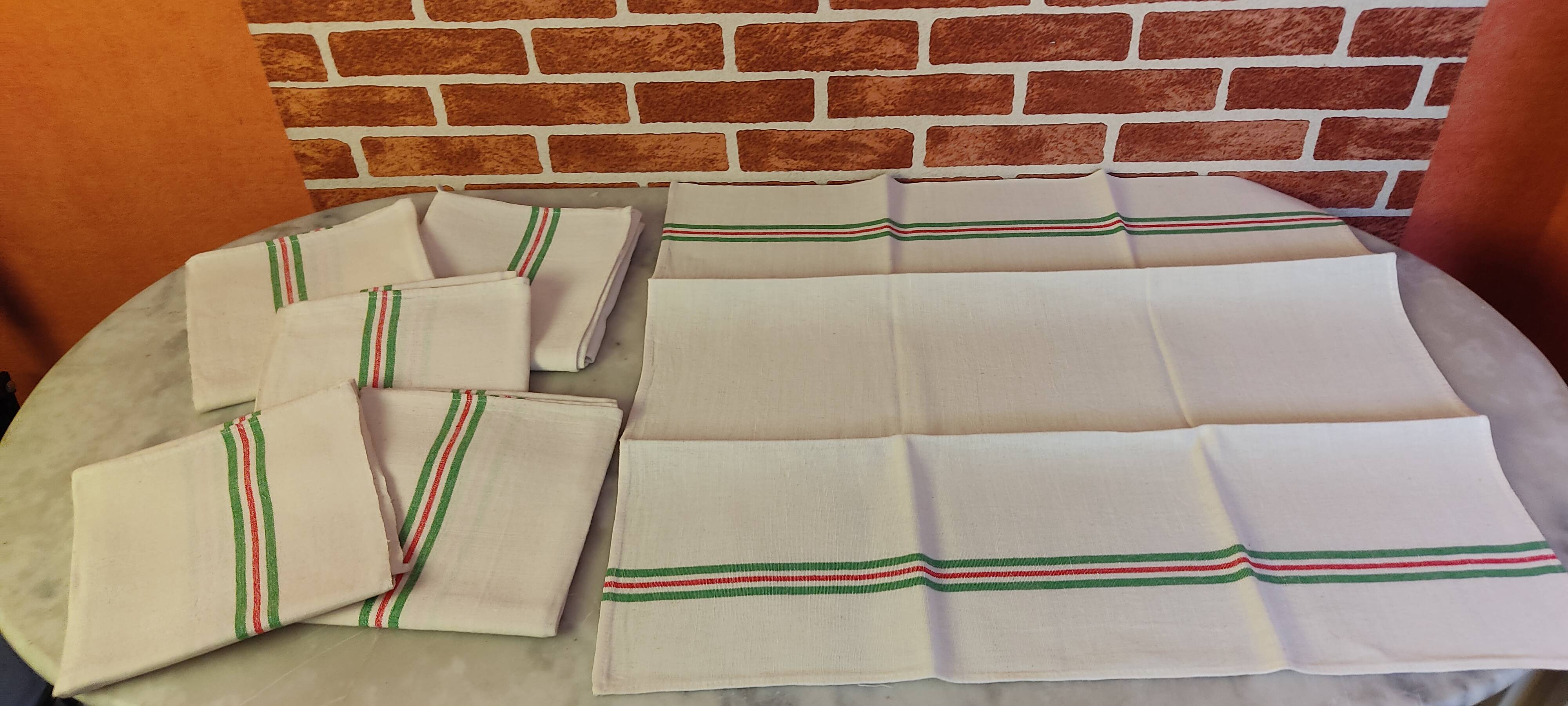 6 old new linen tea towels