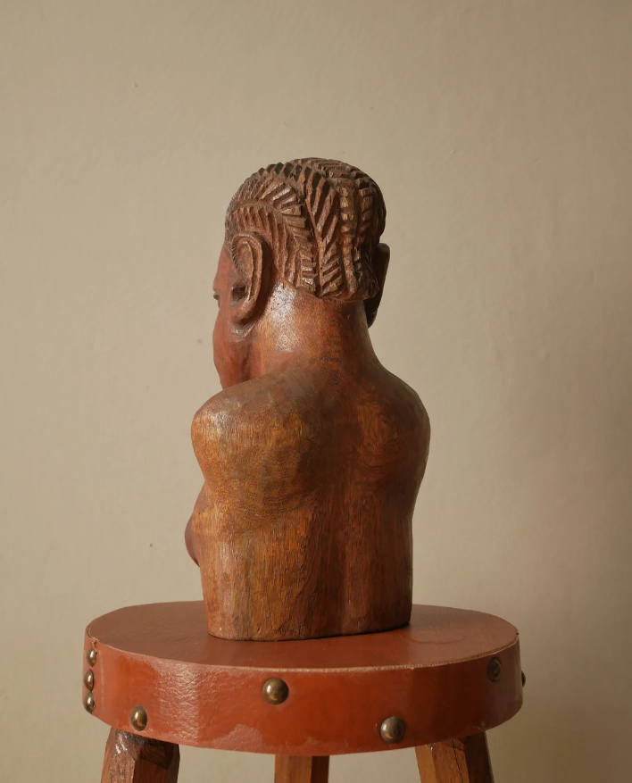 Carved wooden bust African art tribal ethnic decoration