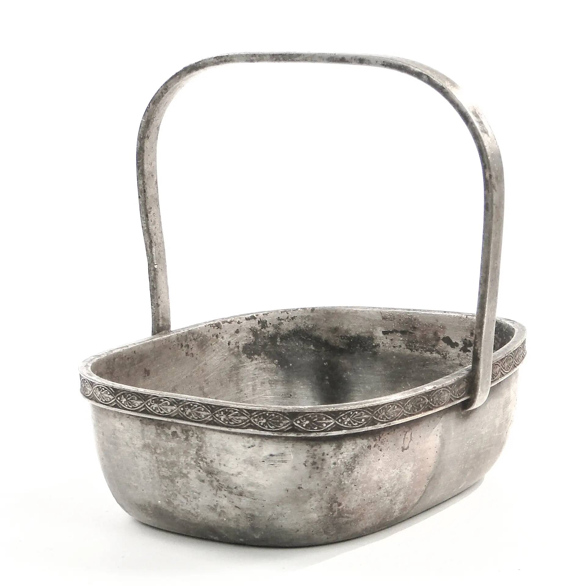 Art Deco nut basket, silver-plated metal, Norblin, Poland, 1930s