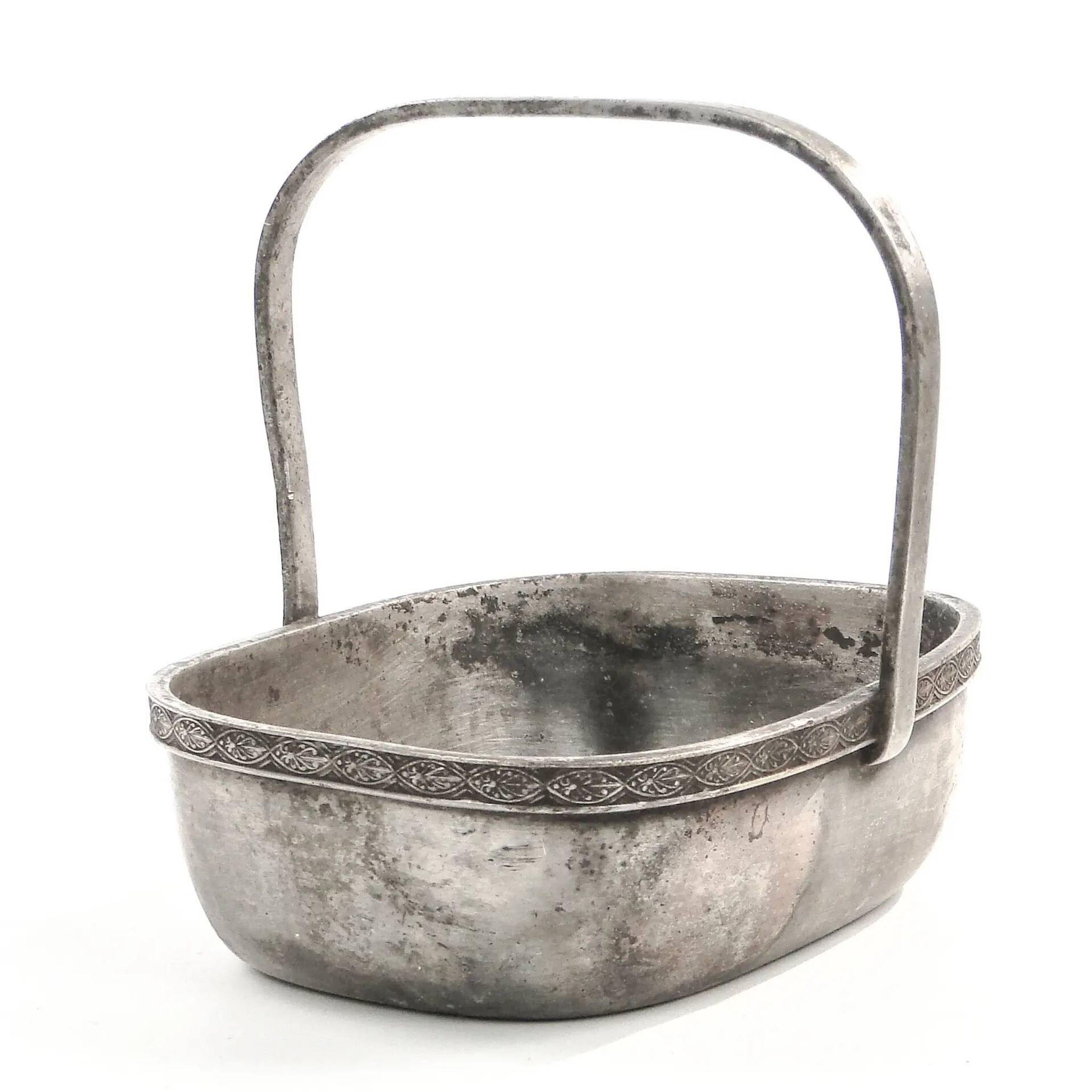 Art Deco nut basket, silver-plated metal, Norblin, Poland, 1930s