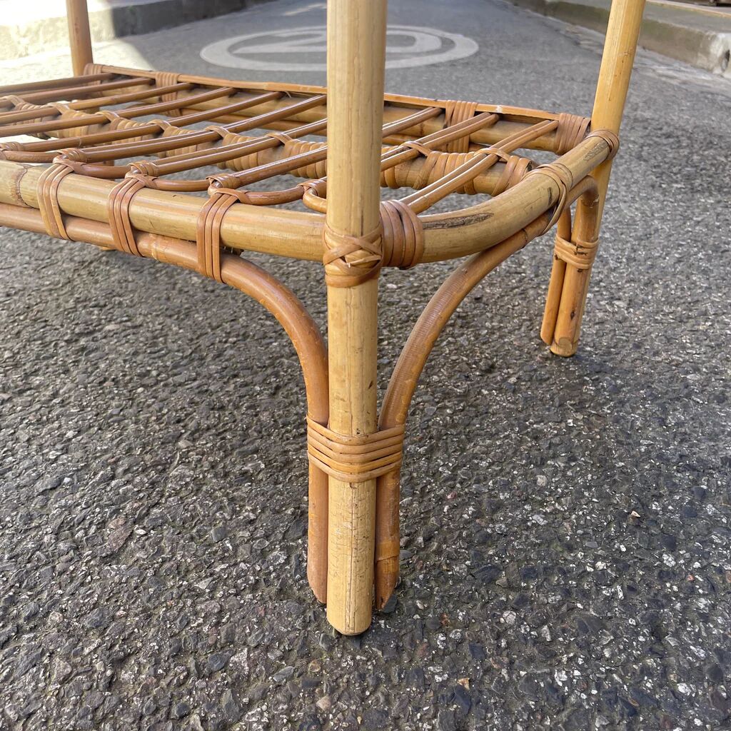 Rattan side table