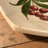 Empty cup pocket in cracked earthenware cherry decoration signed Lauray