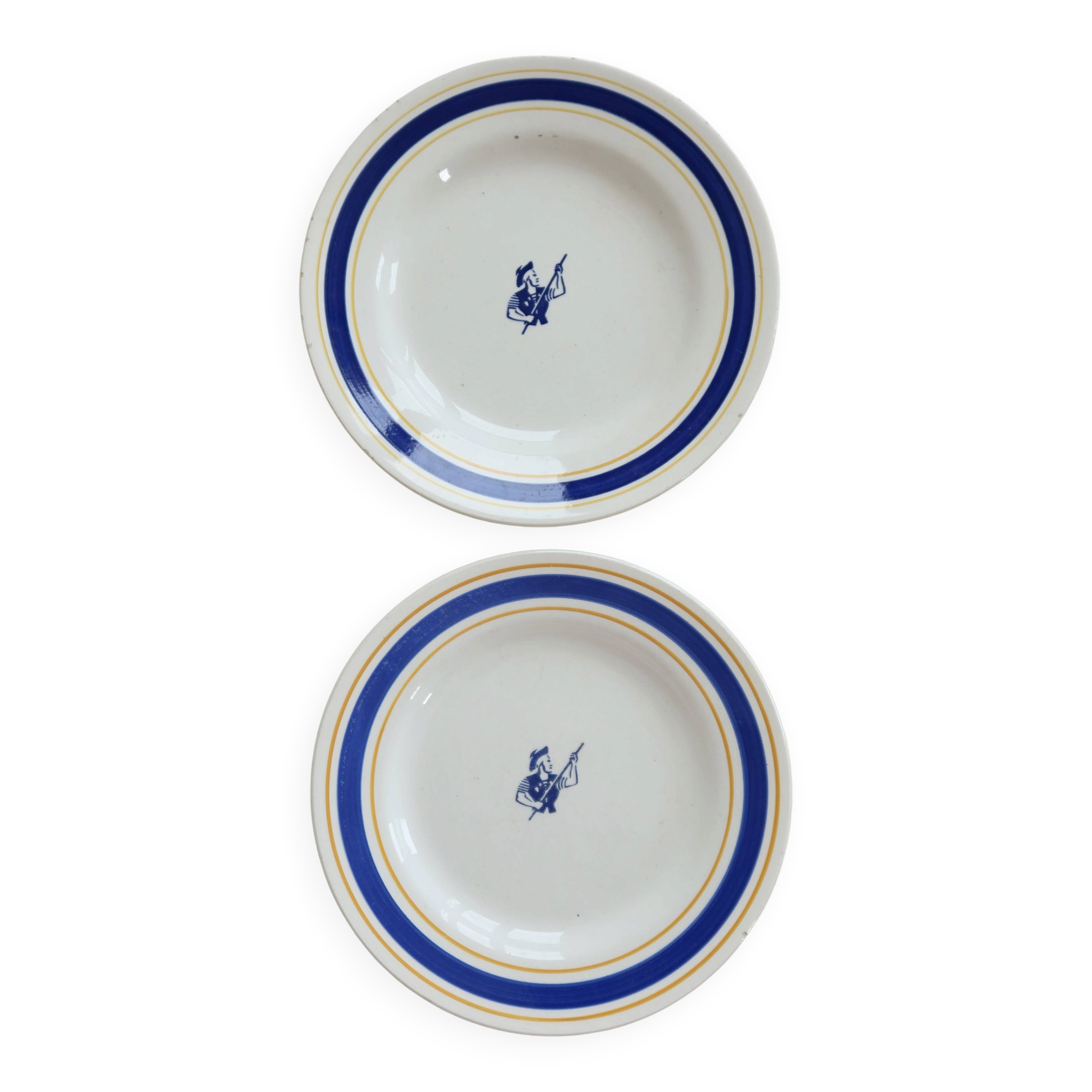 Vintage Gien Gondolo Biscuit dessert plate set