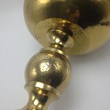 Old planter on foot in hammered brass pushed back height 44 cm
