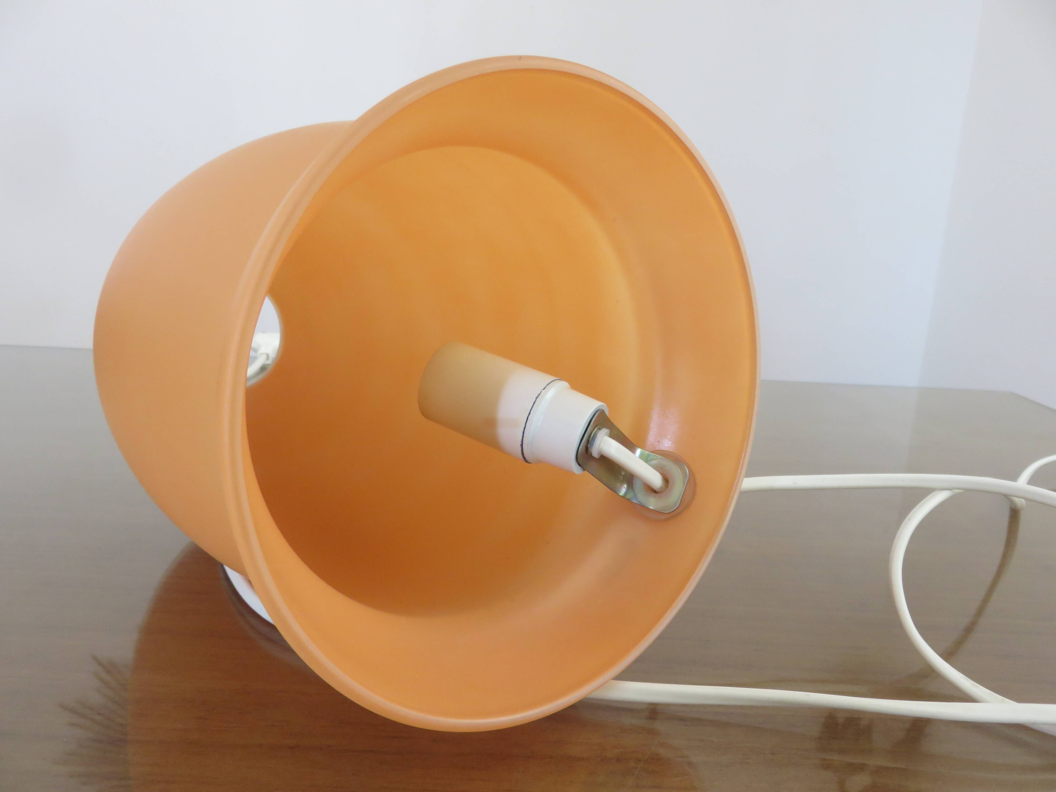 Mushroom lamp in pale orange opaline from the 70s