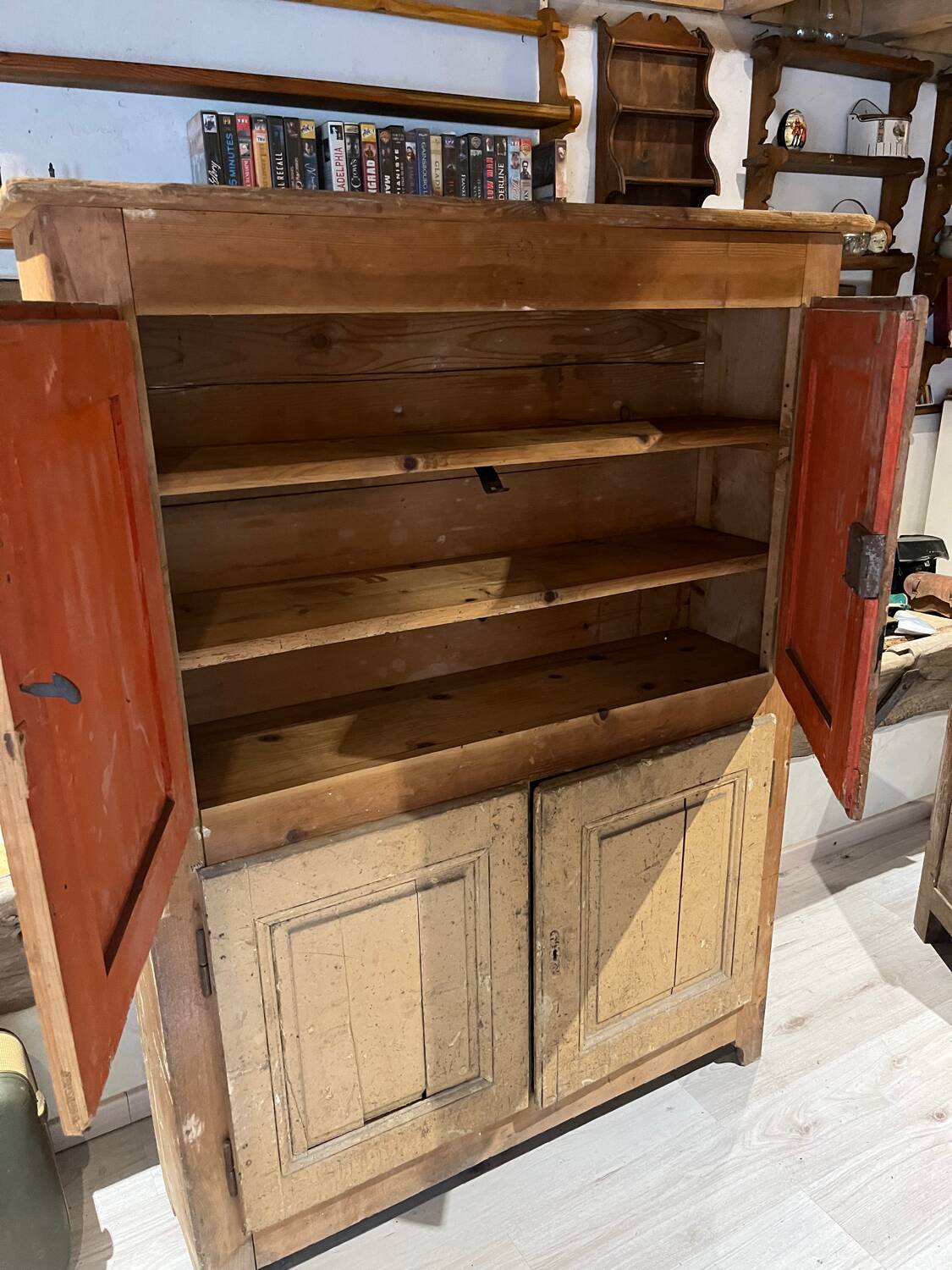 Vintage farmhouse high sideboard from the 19th century