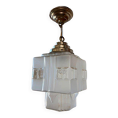 Vintage Art Deco glass pendant / skyscraper chandelier
