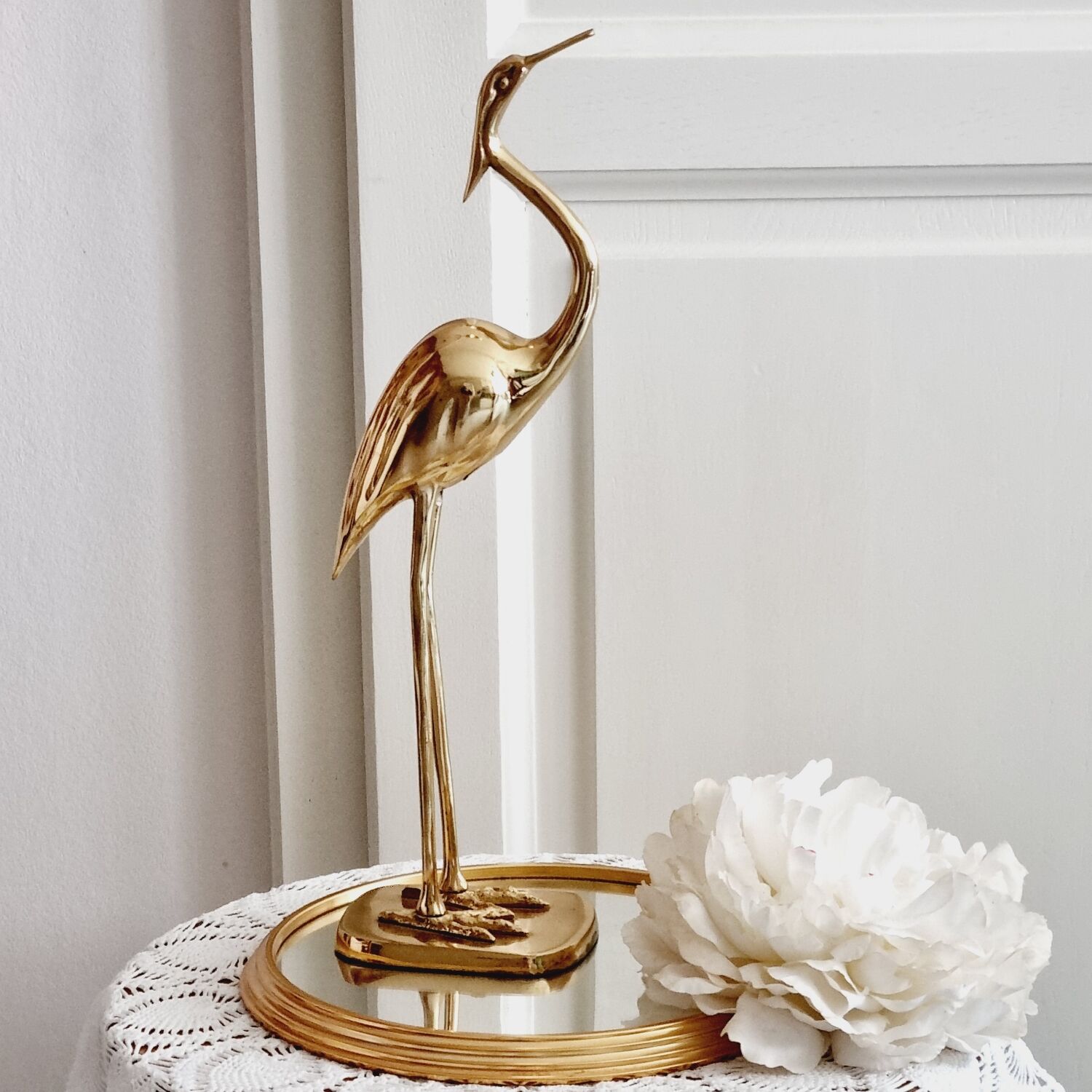 Ibis heron gilded brass