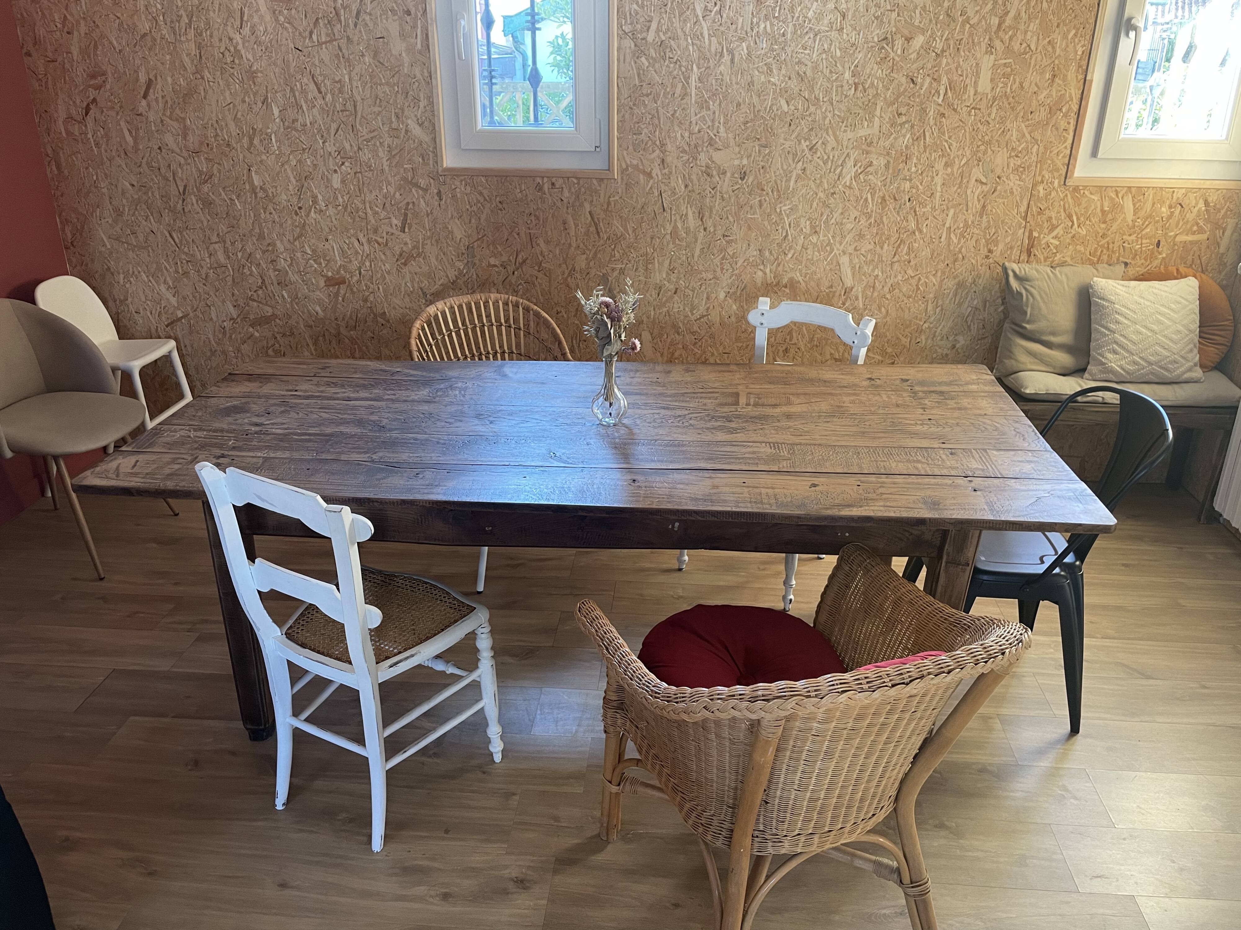 Vintage wooden farmhouse table