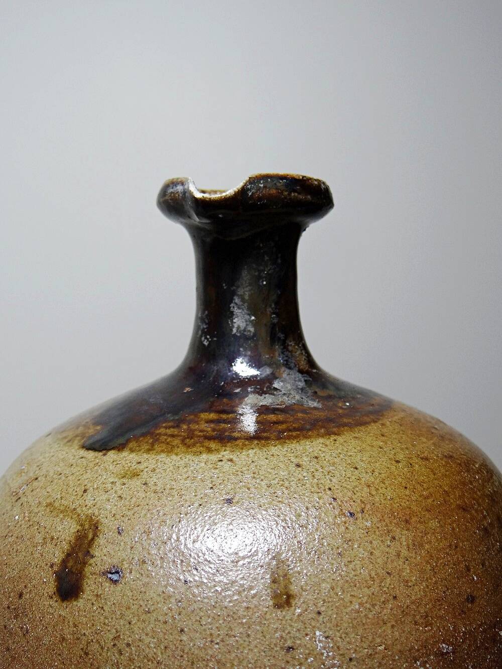 Cruche ancienne XIXe-XXe grès de Puisaye artisanal vernissée