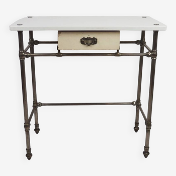 "1900" dressing table in metal and glass