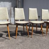 Set of 4 chairs 1950 skaï coating