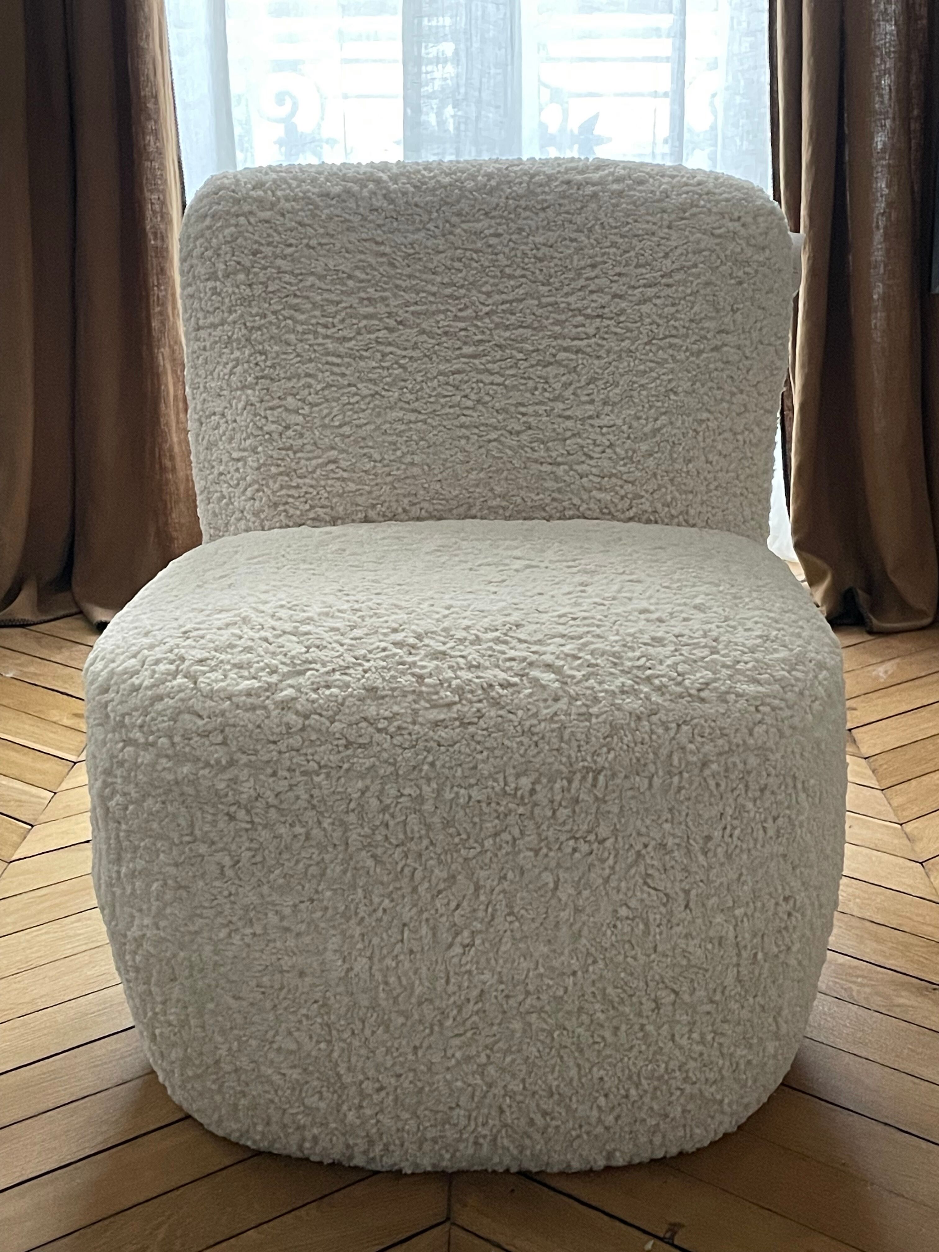 Armchair cuddly toy imitation ecru fur Eve