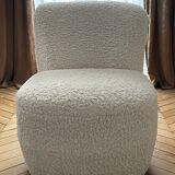 Fauteuil doudou imitation fourrure écru Eve