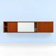A.R.P. – Wall-mounted furniture in teak and opaline glass, 1950s