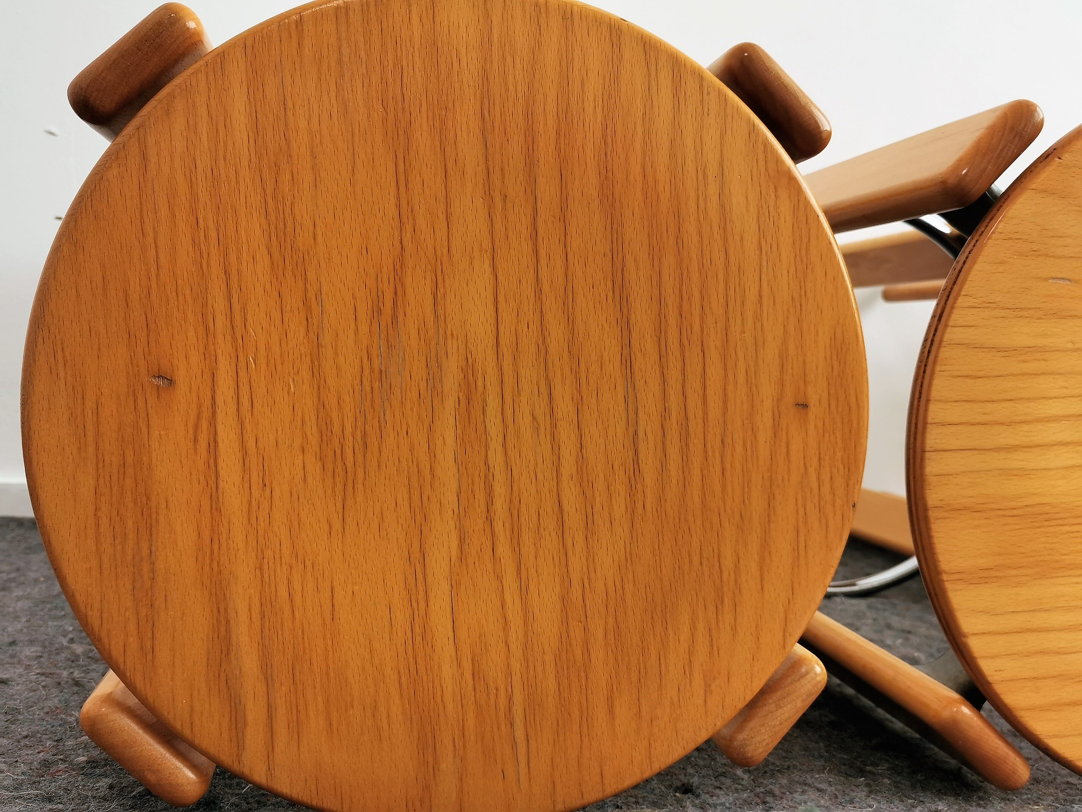 Set beech bar stools by Bruno Rey for Kusch + Co 1970's