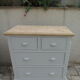 English commode of beautiful craftsmanship enhanced in pearl grey.