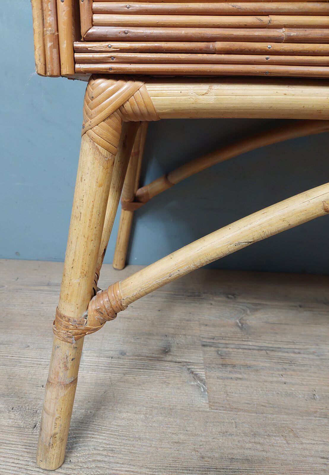 Commode vintage en bambou et rotin