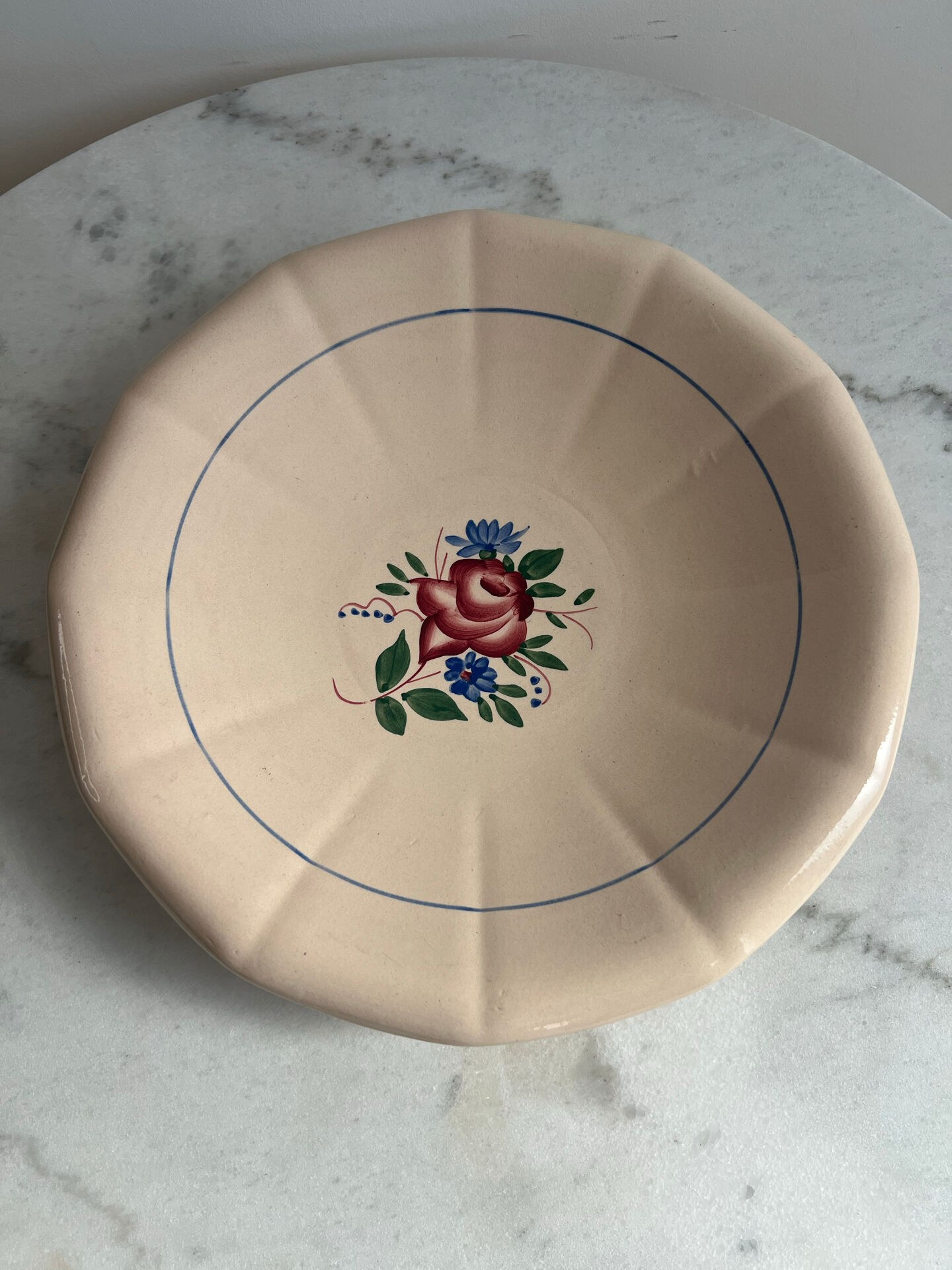Hand-painted Digoin Sarreguemines salad bowl