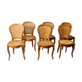 Suite of 6 chairs cannées en merisier Louis Philippe