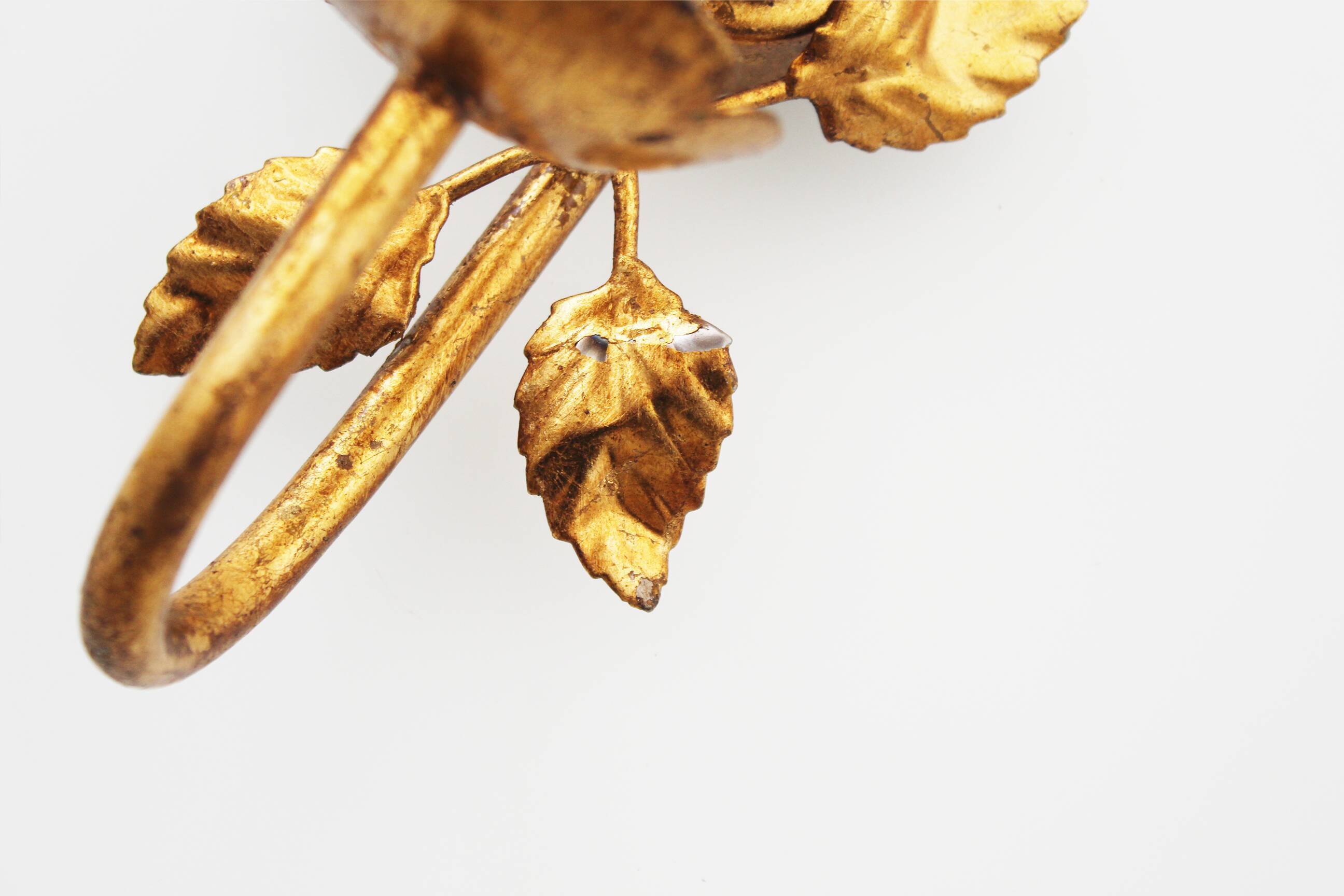 Pair of vintage gilt leaf sconces by Hans Kögl