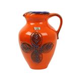 Vase vintage émaillé orange et bleu d'Allemagne de l'Ouest Carstens 116-2L