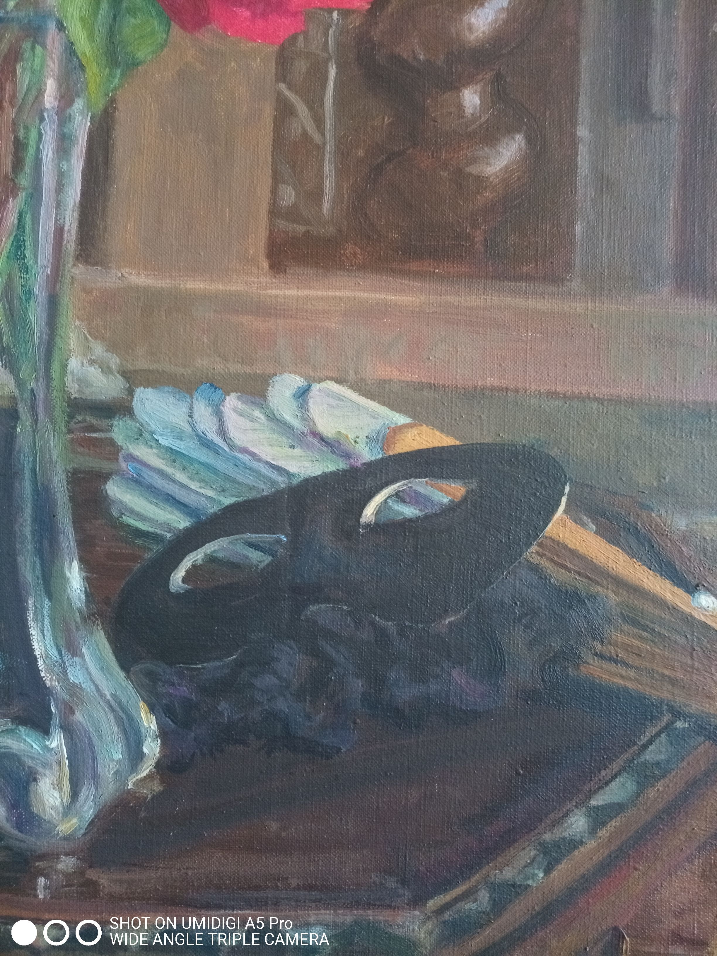 Jeanne janoge (1890-?) oil on canvas 54x37 / bouquet of flowers and mask