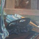 Jeanne janoge (1890-?) oil on canvas 54x37 / bouquet of flowers and mask