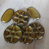8 old GIEN oyster plates + 2 serving dishes