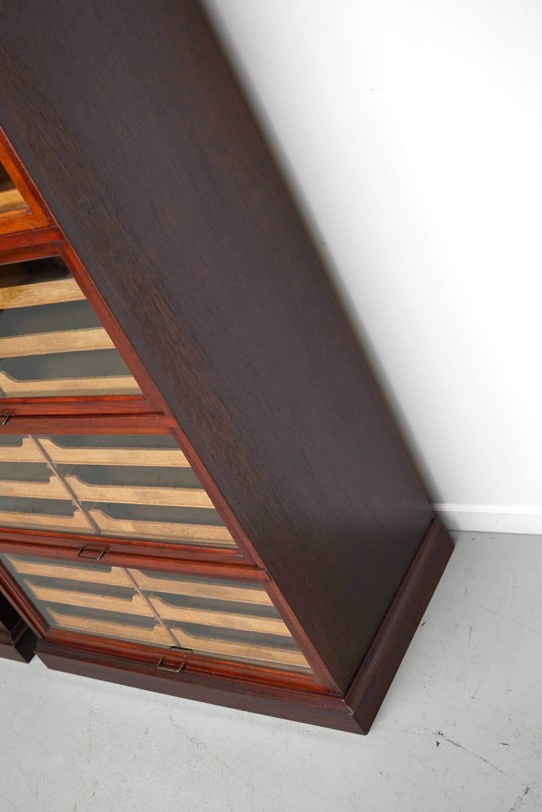 English Haberdashery Shop Cabinet with Glass Fronted Folding Doors, Ca 1920