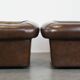 2 Chesterfield armchairs in dark brown cowhide