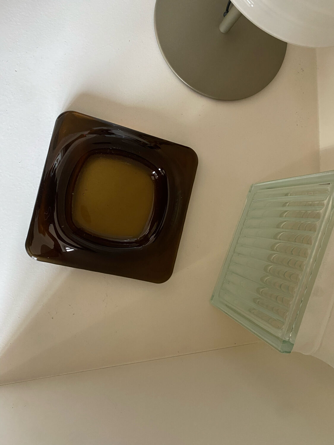Empty glass pocket Saint Gobain vintage 70s smoked glass
