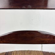 Brutalist wood turned bobbin low rush chair n the style of Charles Dudouyt