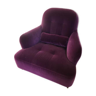 Fauteuil cinna Harry velours aubergine d’Eric Jourdan