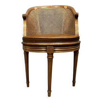 Fauteuil de bureau tournant en acajou de style Louis XVI vers 1850