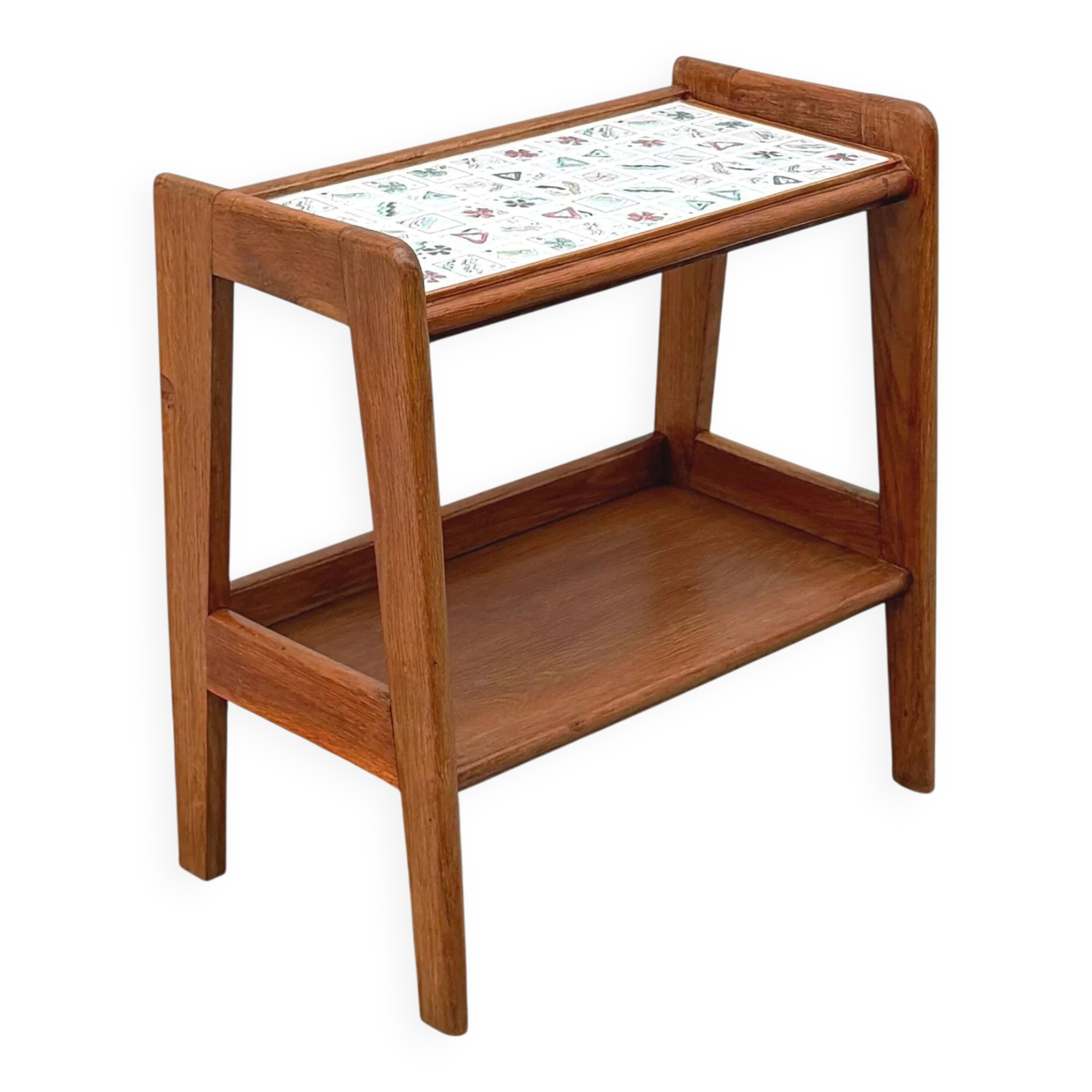 Side table in wood and ceramic, France 1950