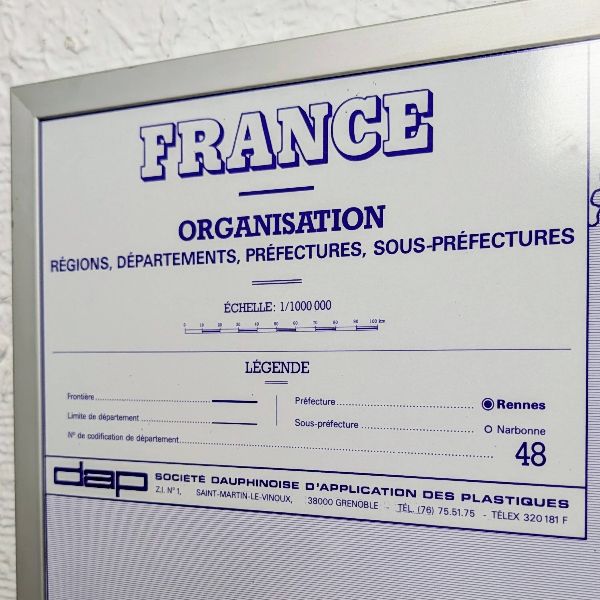 Carte de France administrative encadrée