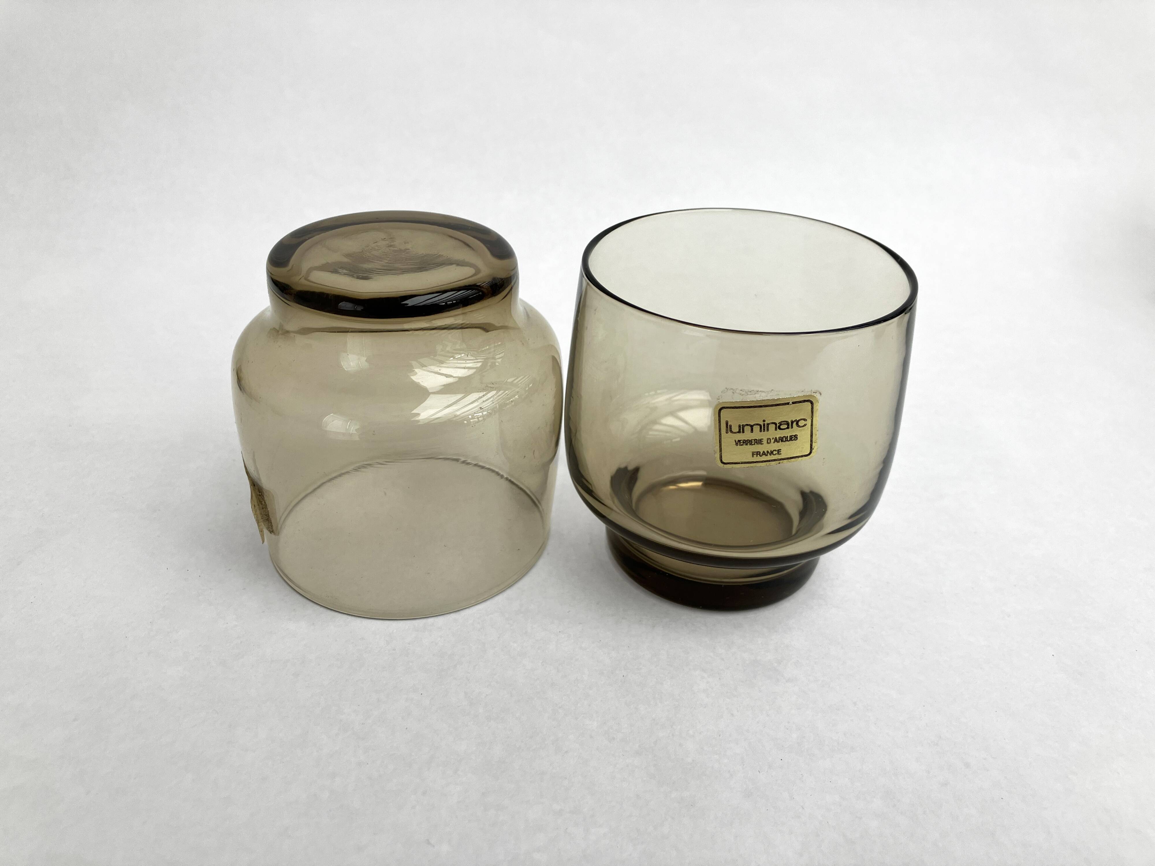 Ensemble de 6 verres transparents fumés LUMINARC • Neuf • Vintage 70s • 2 lots disponibles