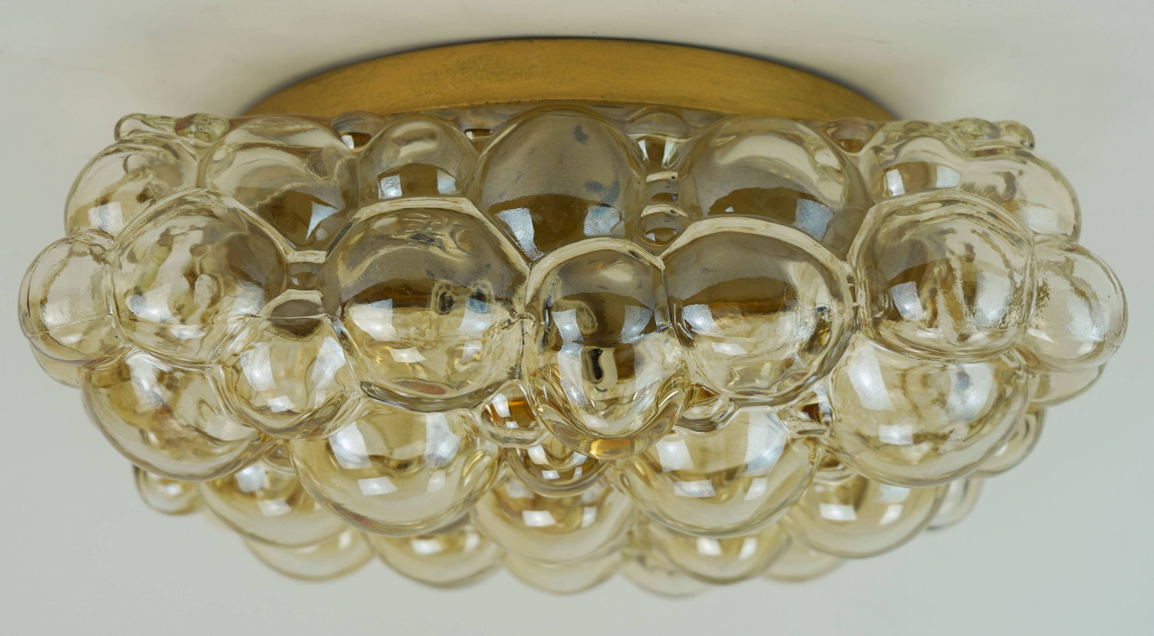 large mid century modern 1960's 1970's bubble amber glass CEILING LIGHT