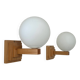 Pair of vintage wall lights, oak and opaline, France 1960