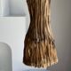 Suspension or lampshade in natural organic teak, tubular, H30 D22.