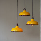 Abat jour émaillé lampe industrielle jaune