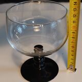 6 large Vintage Black Opaline Stemmed GLASSES - For Iced Cocktails - LUMINARC 1990