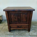 ARANJOU vintage solid elm brutalist bar cabinet