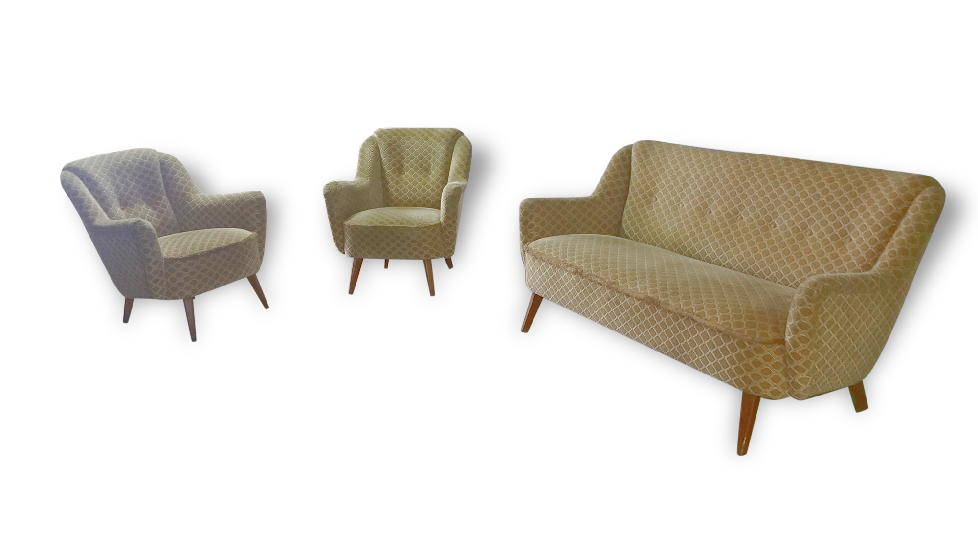 Set canapé sofa + 2 fauteuils années 50 60 d'epoque
