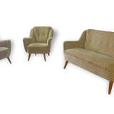 Set canapé sofa + 2 fauteuils années 50 60 d'epoque